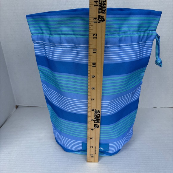 Vera Bradley Blue Green Striped Drawstring Bucket Bag Travel Pouch Organizer - Picture 7 of 10